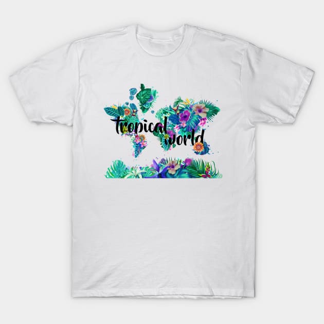 world map tropical T-Shirt by BekimART